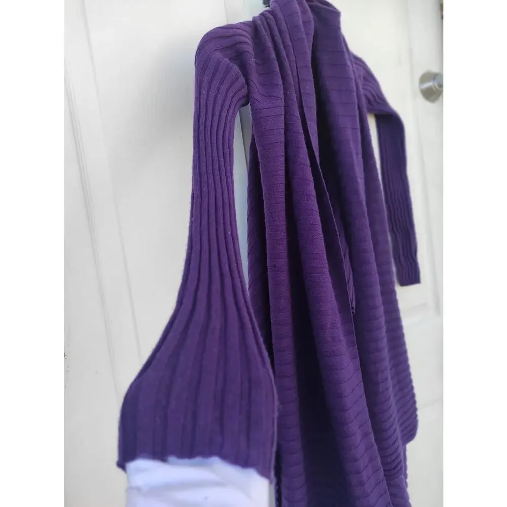 Designer Merino Wool Cashmere Sculpted Front-Drape Wrap Top - Picture 11 of 16